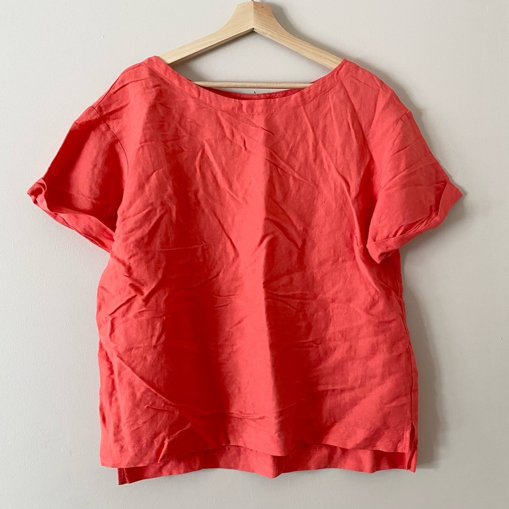 A New Day • Loose Boxy Short Sleeve Linen Blend Top